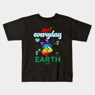 happy funny  earth day 2024 gift april 22 Cute Teacher  Lover Rainbow Kids T-Shirt